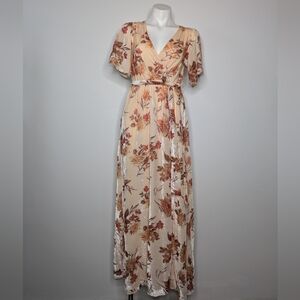 NWT Baltic Born Uma Peach Beige Copper Burnout Velvet Maxi Dress XS